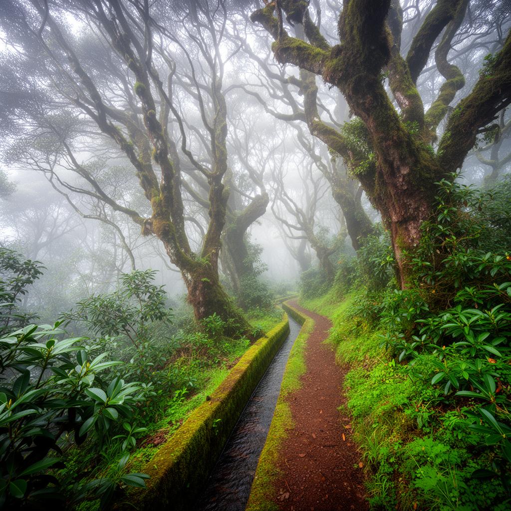 Levada trail through laurisilva forest