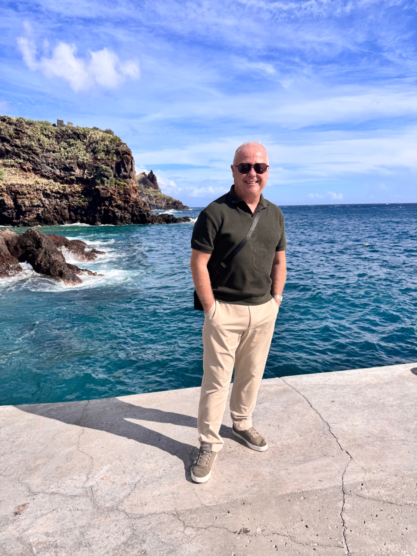 Mike McCabe, founder of Halcyon Pulse, on the Madeira coastline